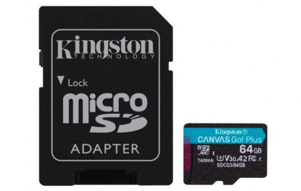 MICRO SDXC MEMORIA KINGSTON 64GB CANVAS GO PLUS A2 U3 V30 CARD Memorias Flash Kingston