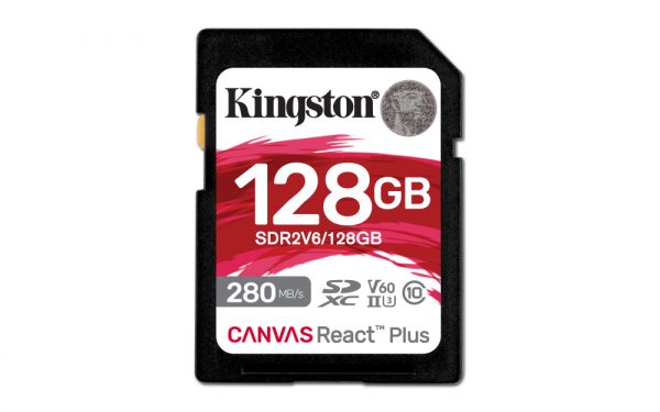 Memoria Flash Kingston Canvas React Plus V60, 128GB, SDXC UHS-II Clase 10  Memorias Flash KINGSTON PP FLASH