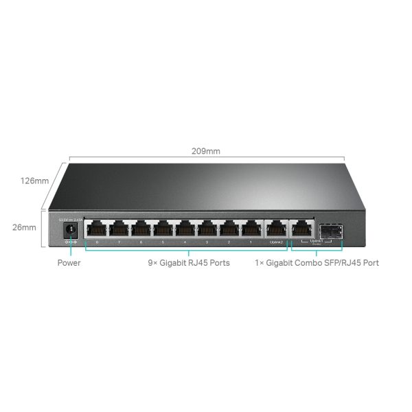 TP-LINK SWITCH 10-PORT GIGABIT EASY SMART WITH 8-PORT POE Infraestructura SAN Tp-link